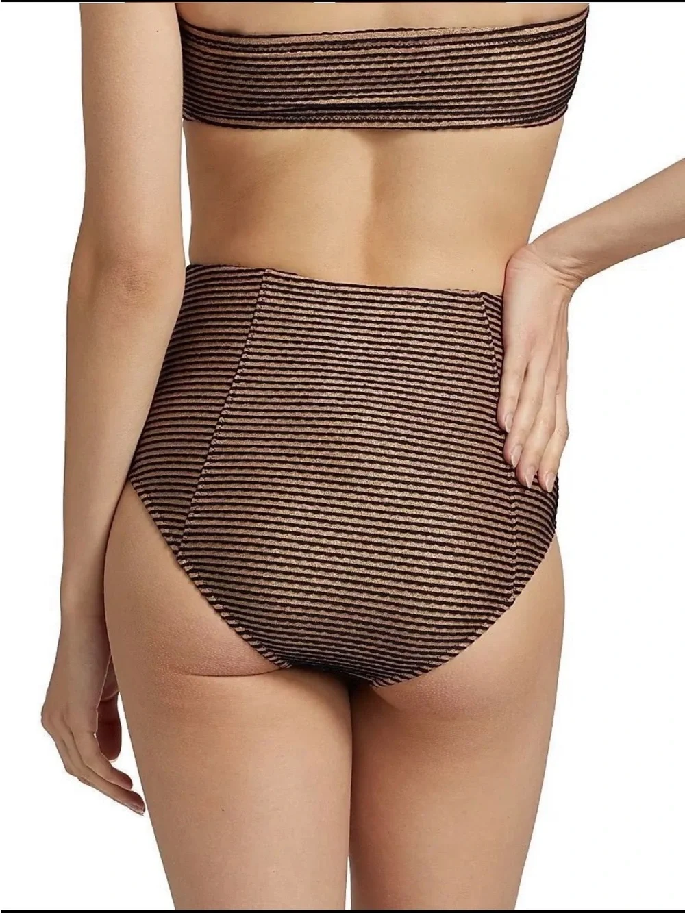 NWT ULLA JOHNSON $220 Zahara High-Waist Bikini Bottom - Helios size Large